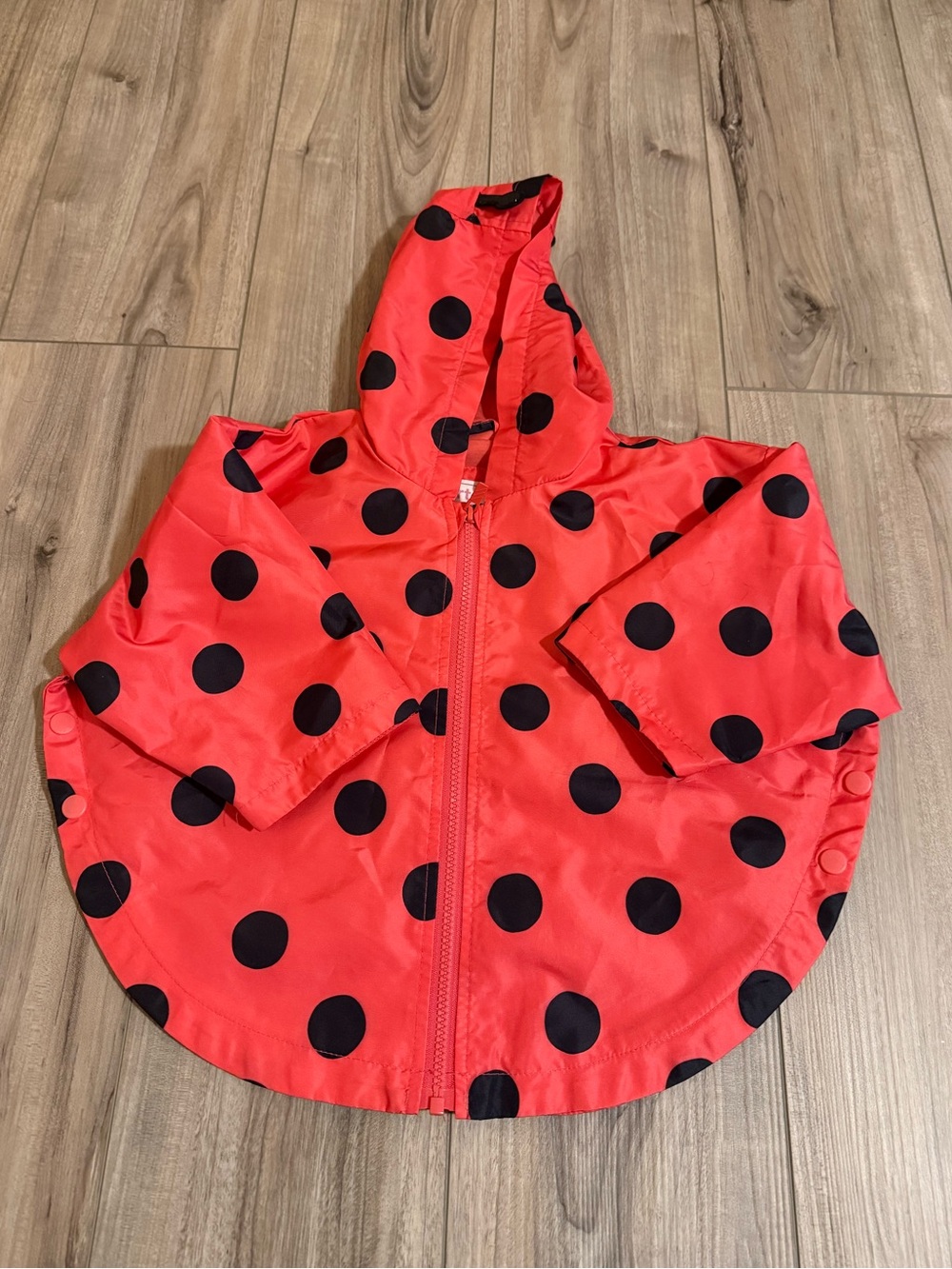 Carter’s Toddler Ladybug Hooded Rain Poncho - Red with Black Dots Size 2T